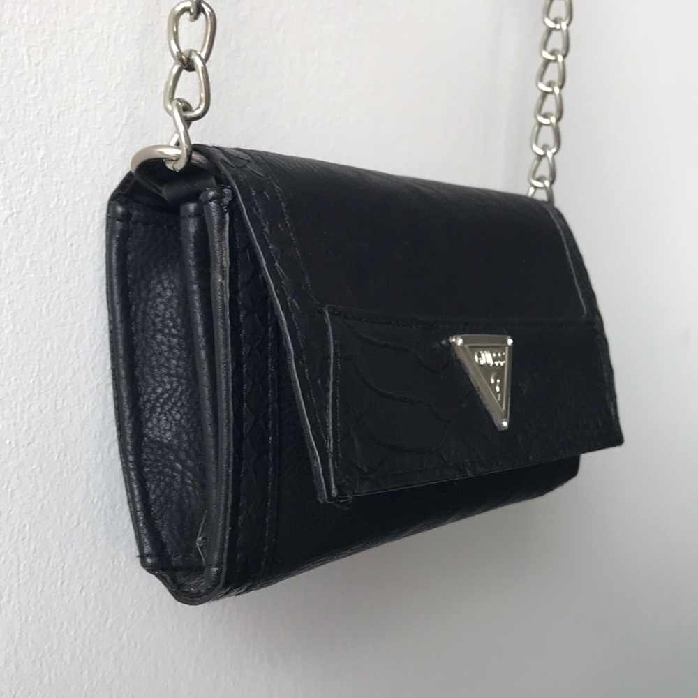 Snake Skin Faux Black Leather Mini Cross Body Bag - Picture 6 of 8